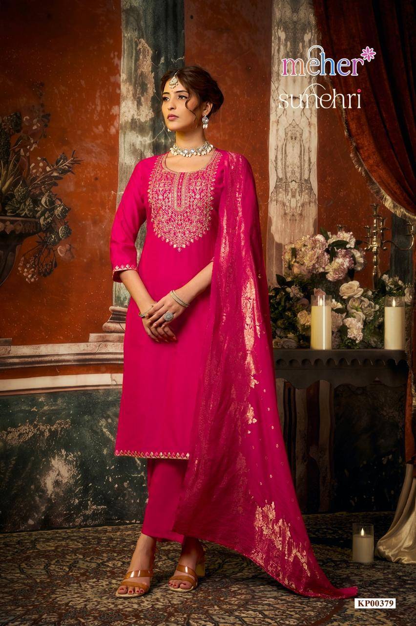 SUNEHRI By Meher Fashion Stylish Beautiful Colourful Silk Dresses At Wholesale Price